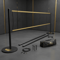 TITAN Volleyball Net and Poles Set Crown Edition matte black steel poles gold crown logo base plates regulation braided net carry bag