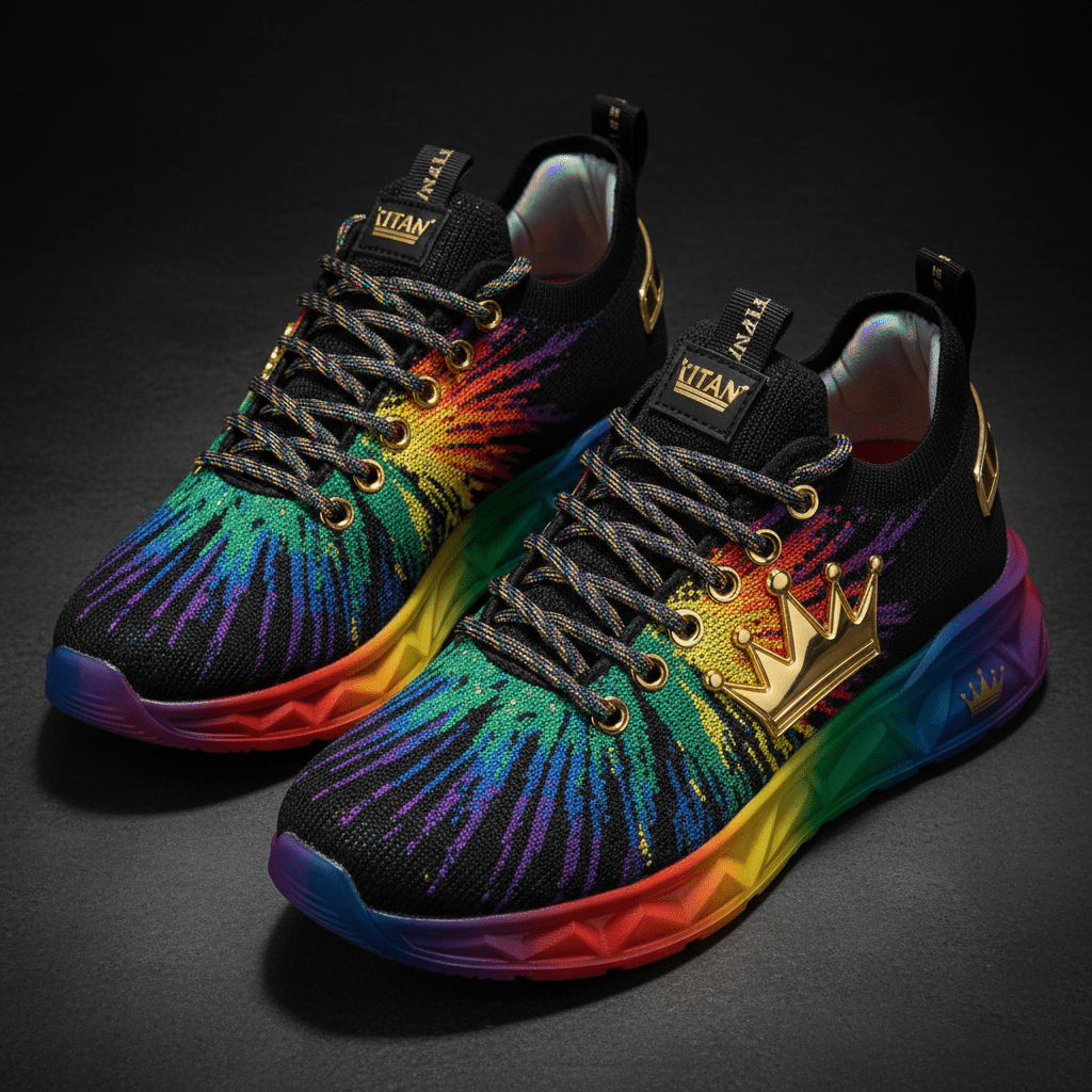 TITAN Women's Rainbow Crown Lifestyle Sneakers flat lay