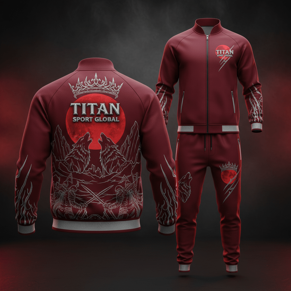 TITAN Crown Edition The Blood Moon Tracksuit Burgundy Silver