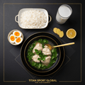 TITAN Malagasy Fish Romazava Breakfast flat lay dark luxury