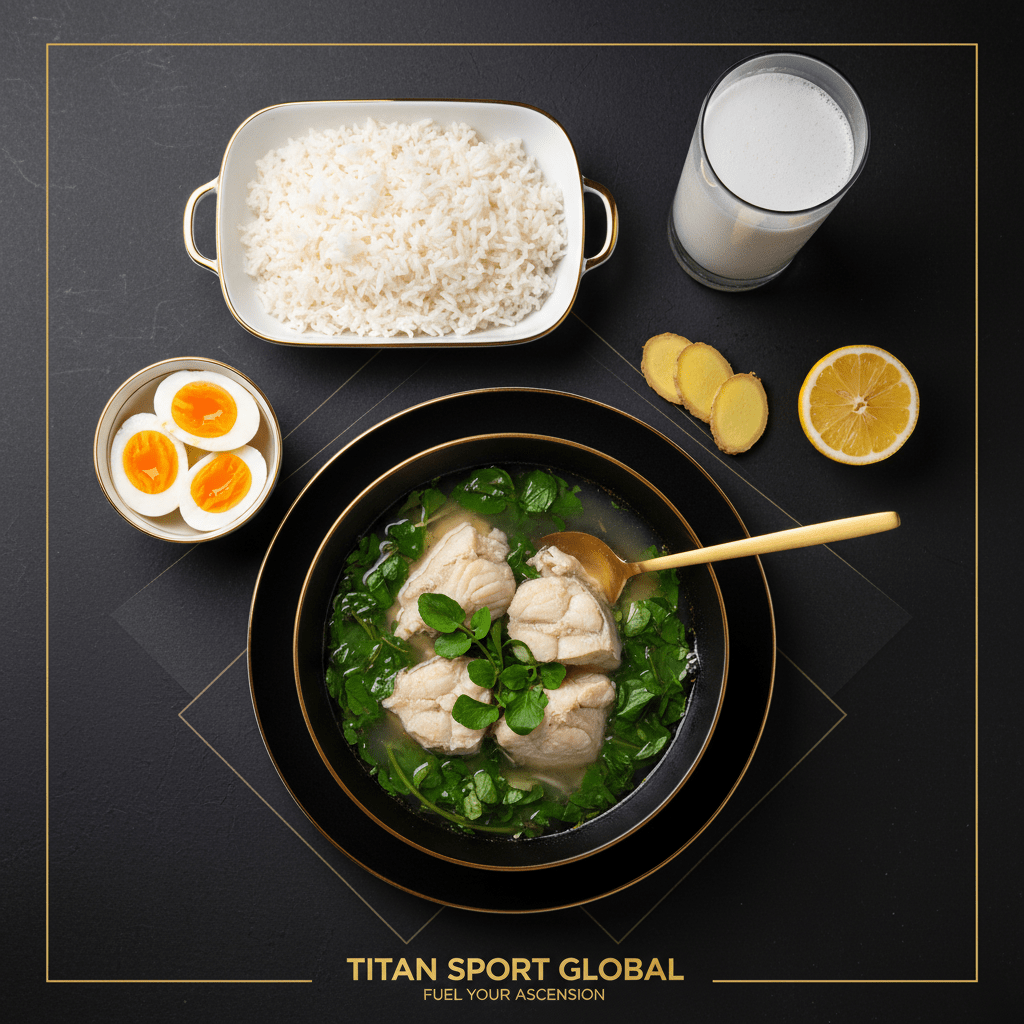 TITAN Malagasy Fish Romazava Breakfast flat lay dark luxury