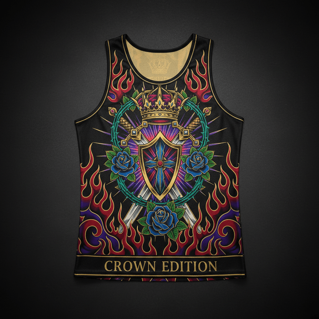 Sanctified Strength Women's Tank — TITAN Crown Edition tattoo artwork