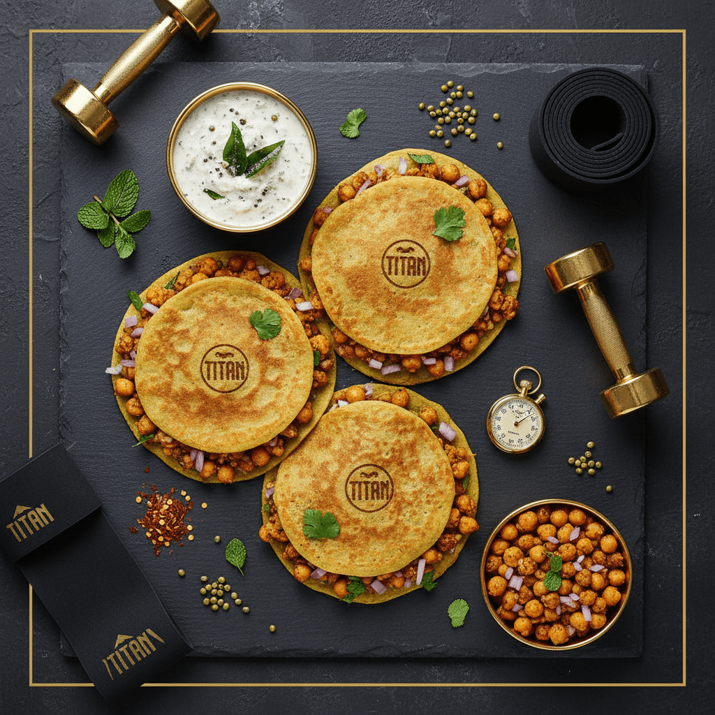 TITAN Indian Vegan Moong Dal Chilla Breakfast Pancakes