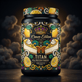 TITAN Pea Protein Powder — Lemon Cheesecake, Crown Edition tattoo-style artwork