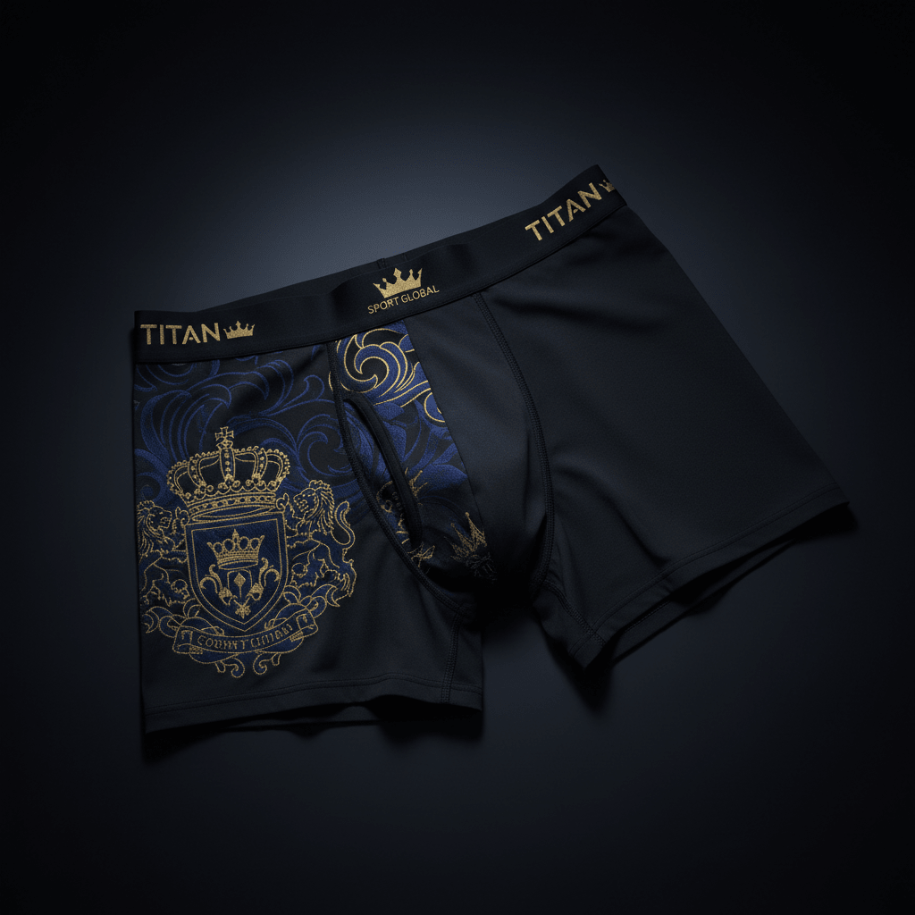TITAN Men's Boxer Briefs Crown Edition Navy Blue Gold