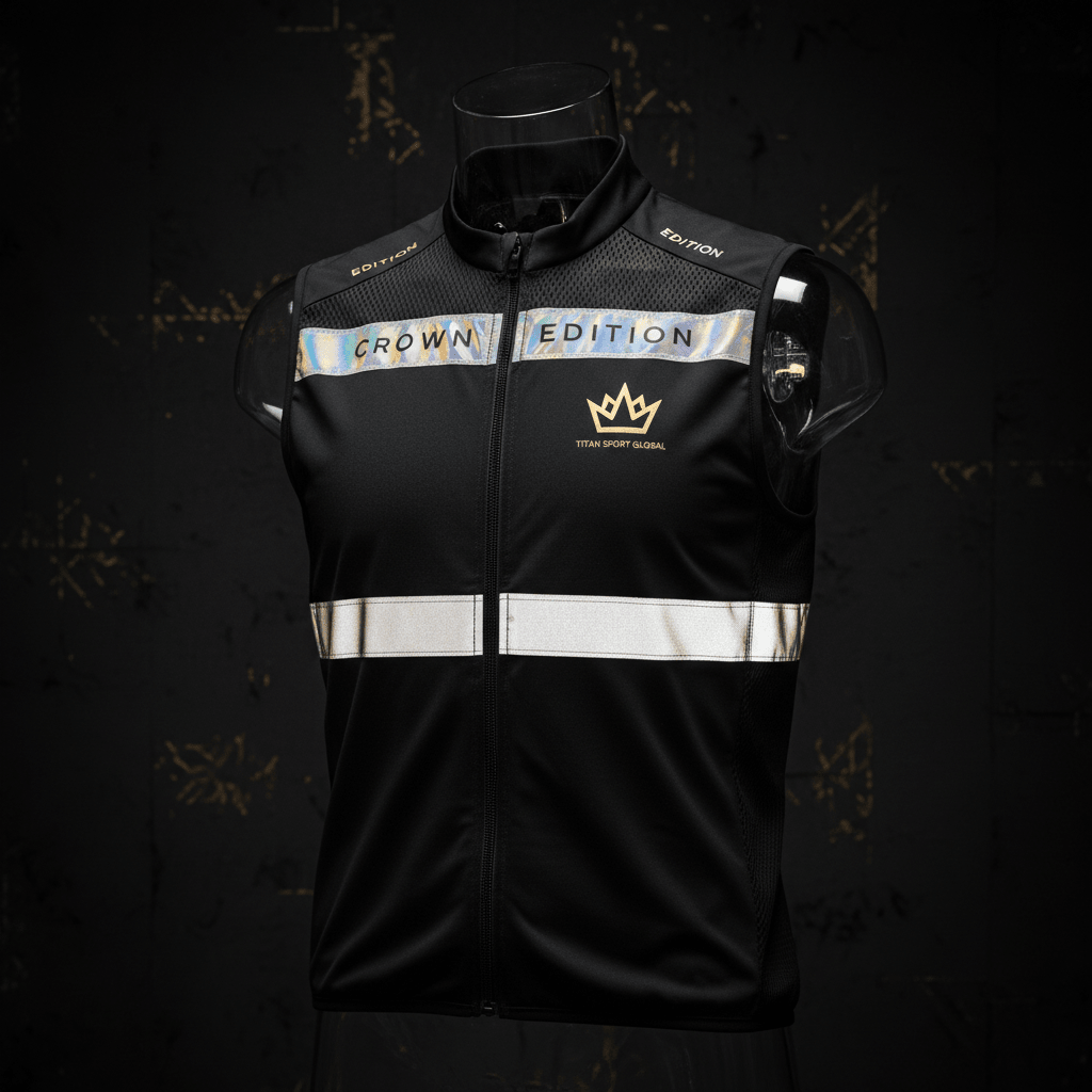 TITAN Crown Edition Cycling Reflective Vest Matte Black Gold