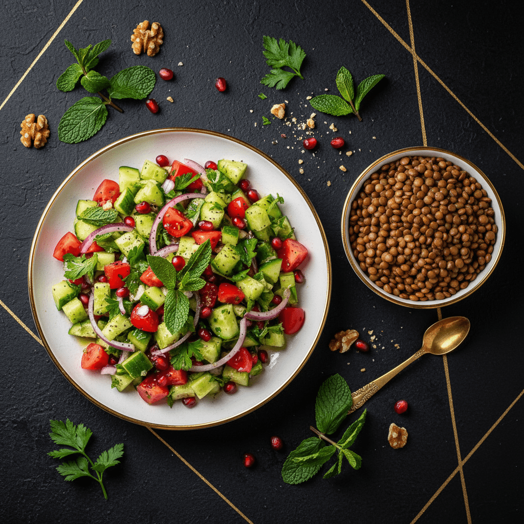 TITAN Persian Shirazi Salad & Lentil Vegan Lunch Bowl