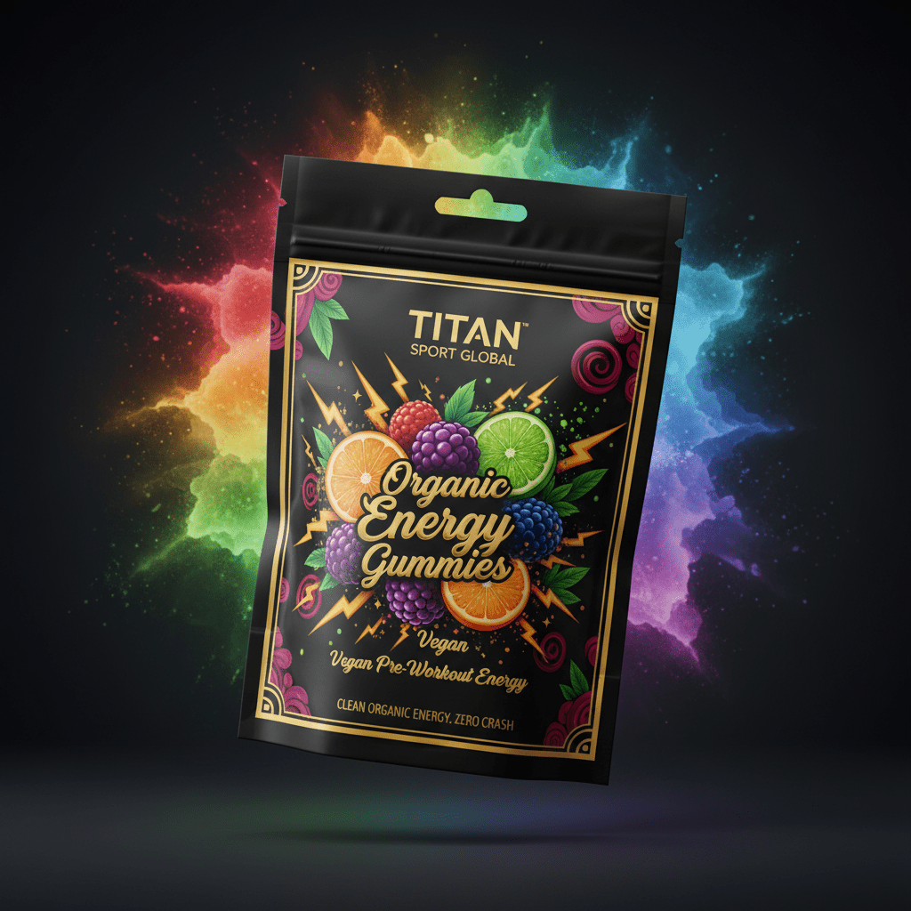 TITAN Organic Energy Gummies Vegan Pre-Workout Energy supplement pouch
