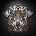 TITAN Men's Polo Shirt White - Crown Edition tattoo-style artwork