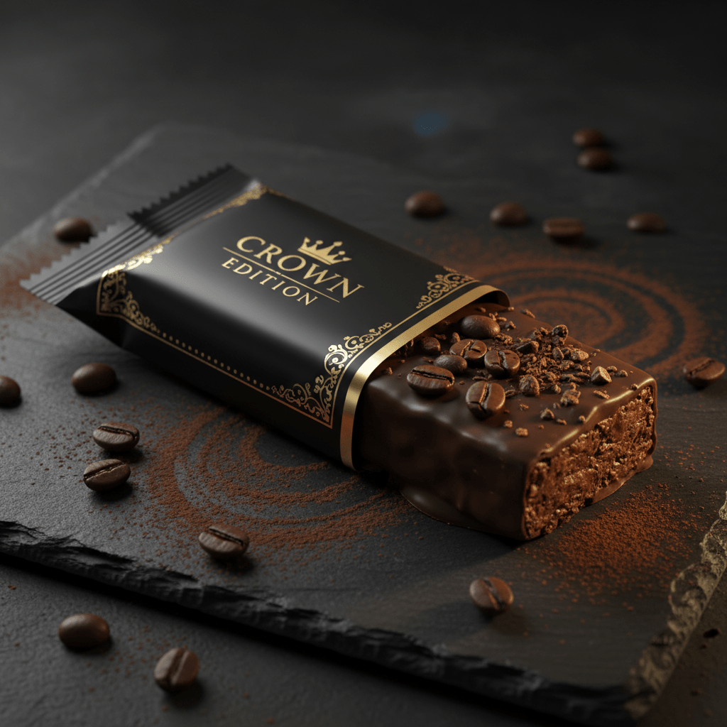 TITAN Espresso Dark Chocolate Crunch Protein Bar — Crown Edition matte black packaging