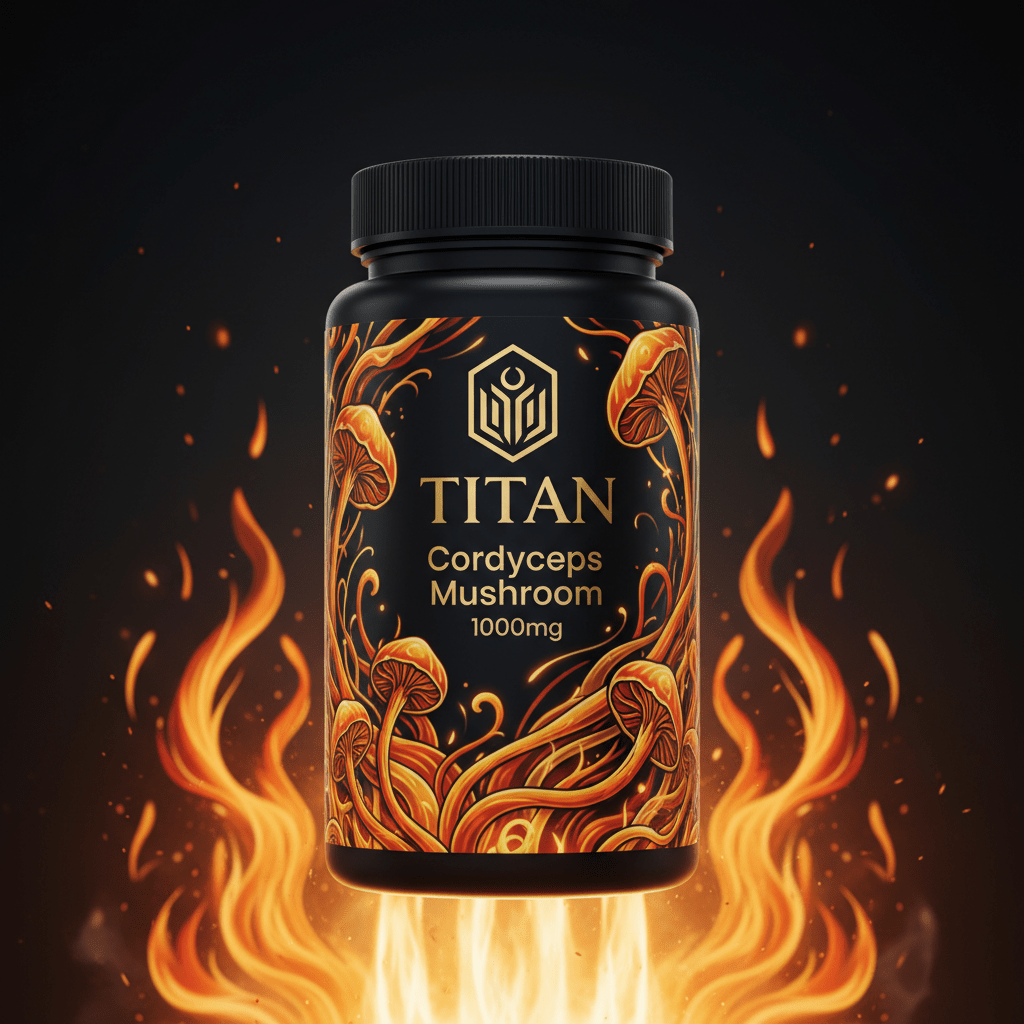 TITAN Cordyceps Mushroom 1000mg supplement bottle