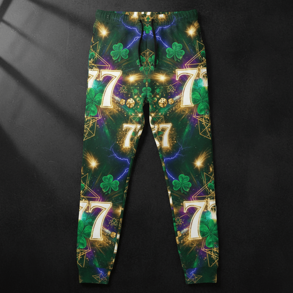 TITAN Men's Joggers — Angel Number 777 emerald green gold divine luck design