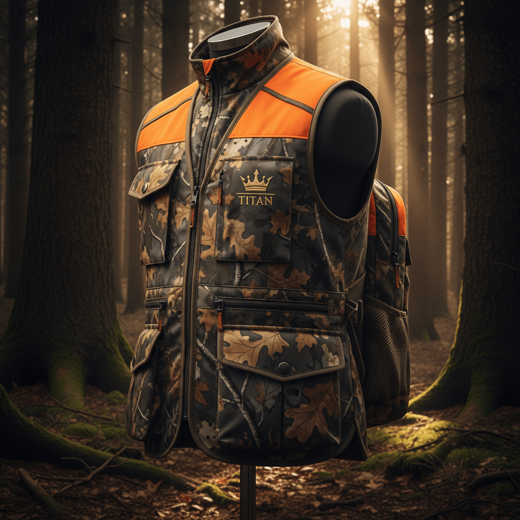 TITAN Pro Hunting Vest with Blaze Orange Camo & Gold