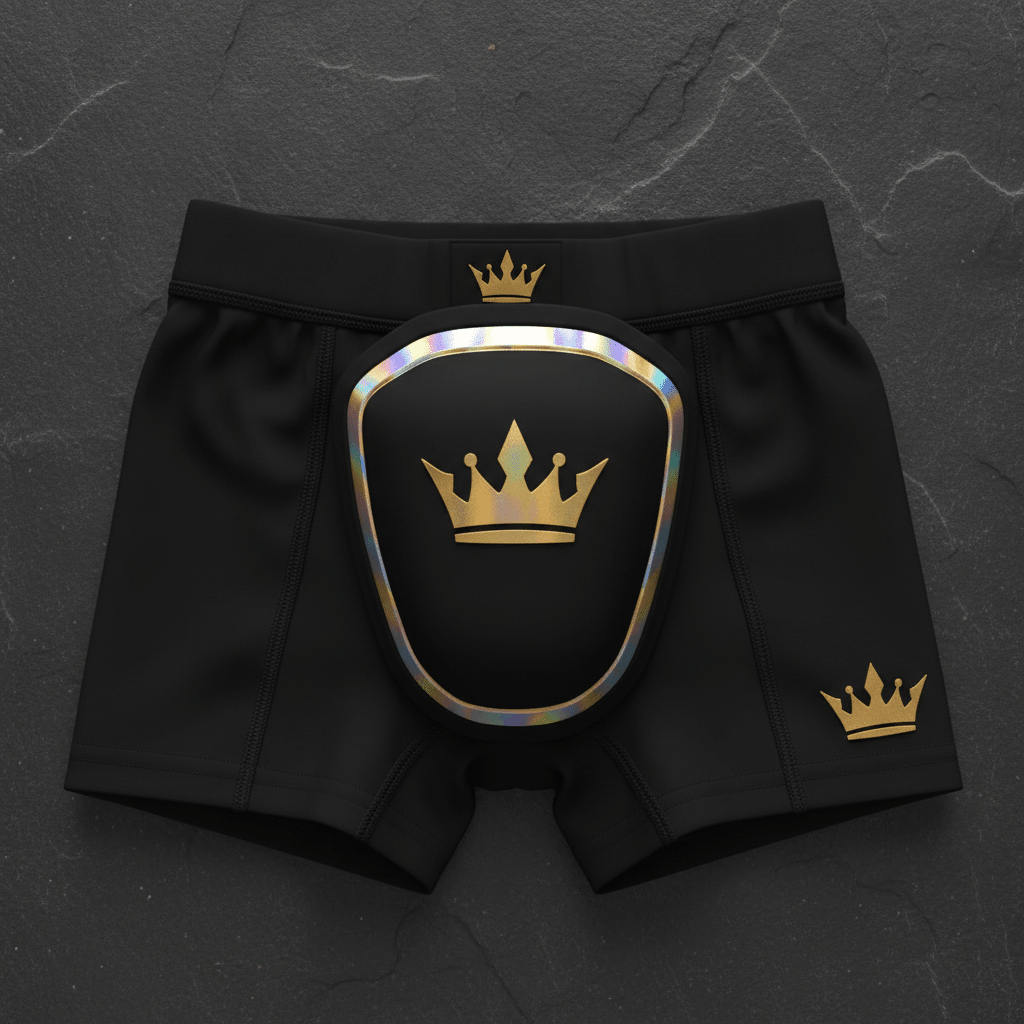 TITAN Crown Edition Rugby Groin Guard Matte Black Gold