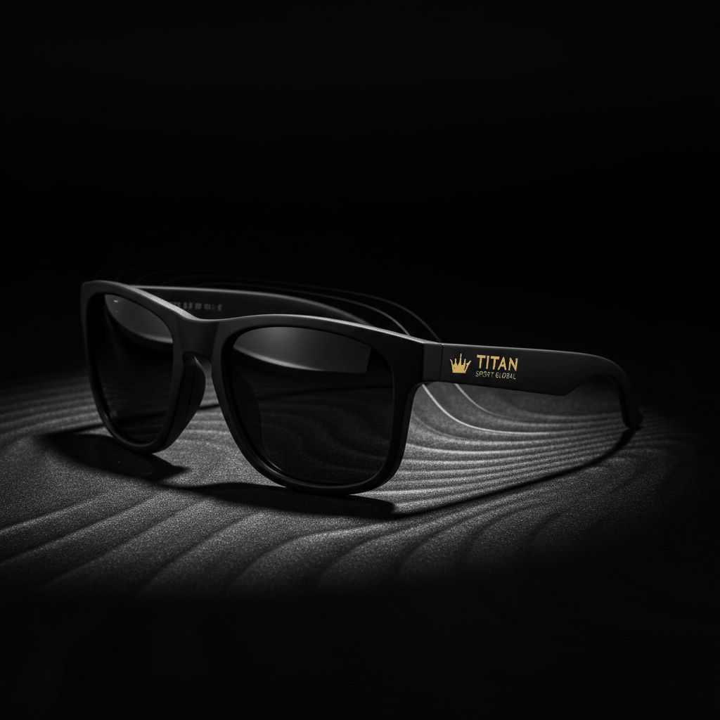 TITAN Outdoor Sport Sunglasses Blackout Gold — matte black with gold crown logo