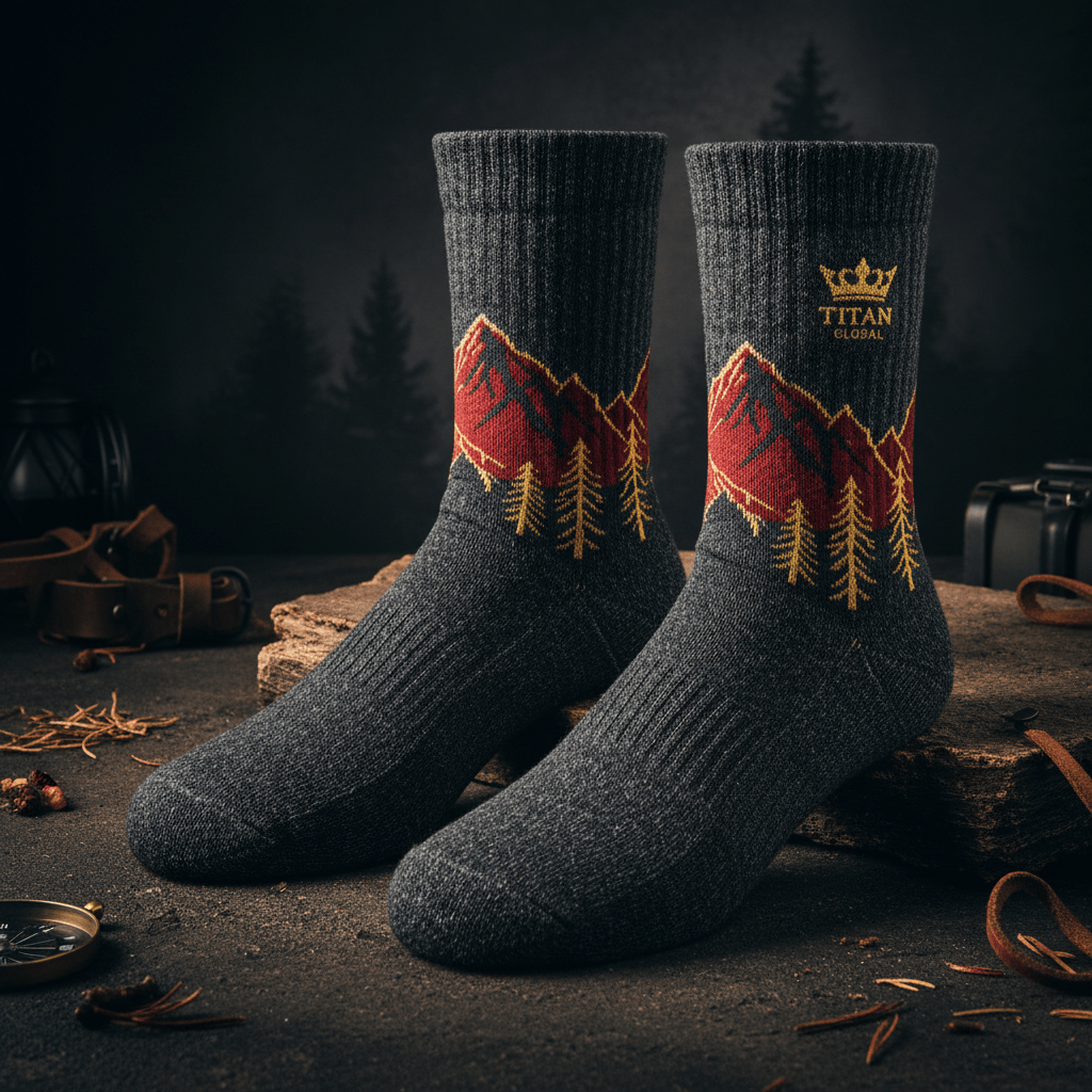 TITAN BootMax Hiking Socks - Merino Wool Cushioned flat lay