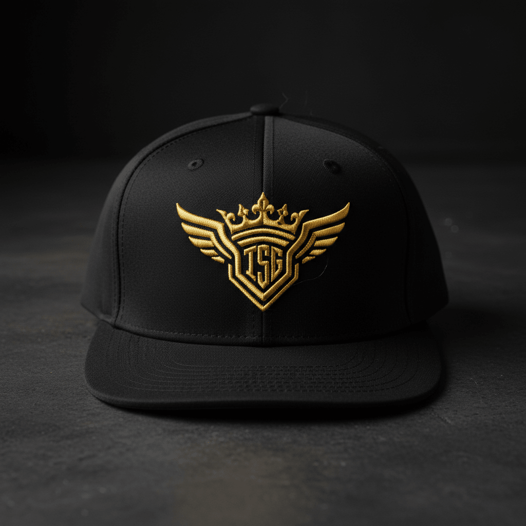 TITAN Midnight Black Crown Snapback flat lay