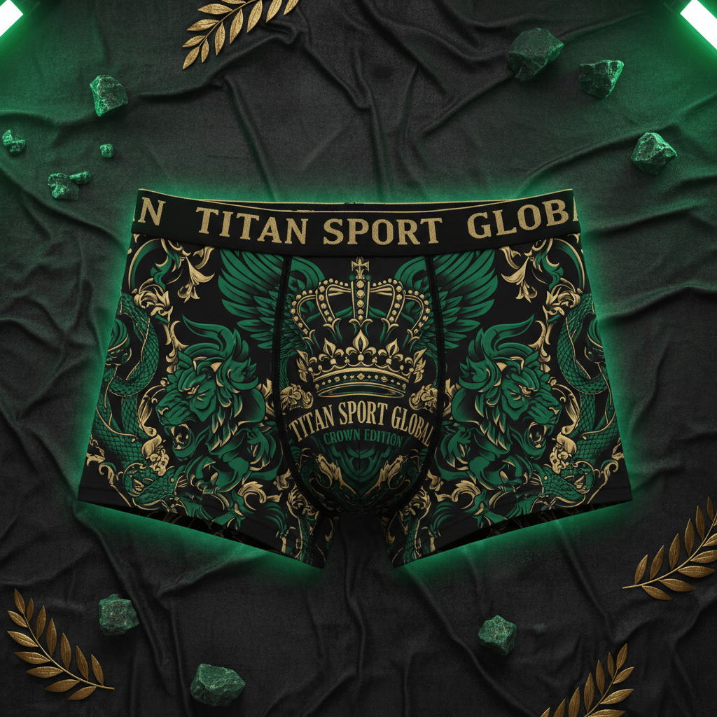 TITAN Men's Boxer Briefs Crown Edition Jade Green Gold