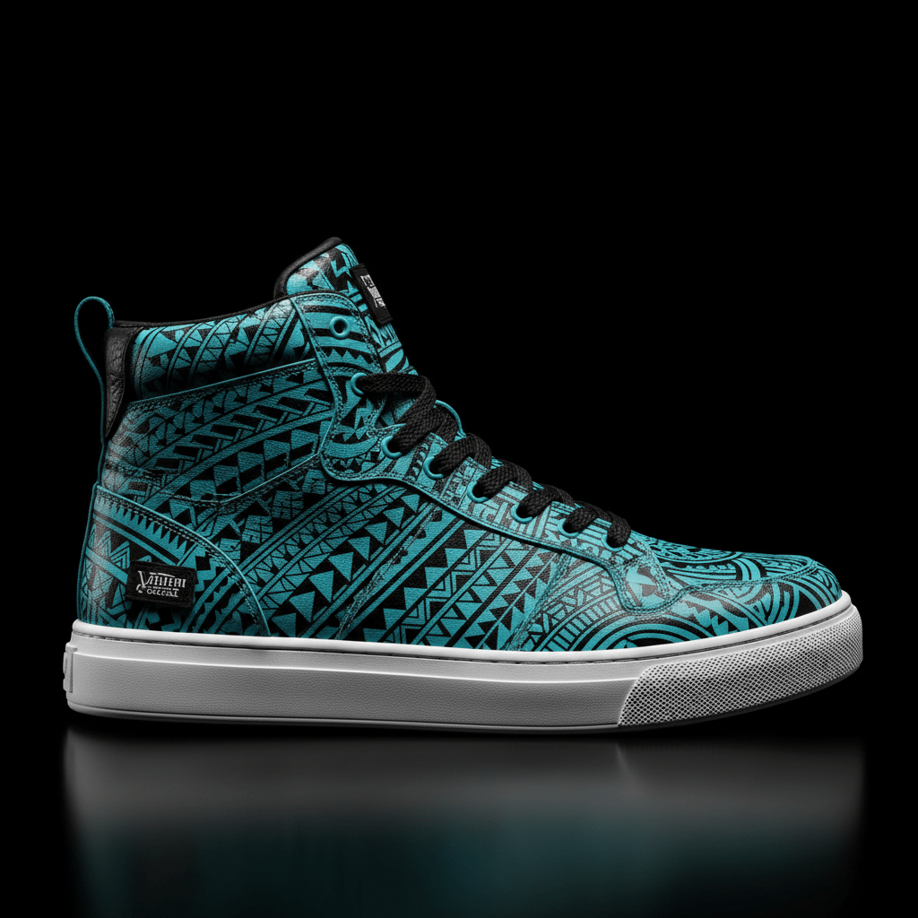 TITAN Streetwear Sneaker — Tribal Tattoo Turquoise Crown Edition