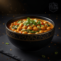 TITAN Organic High-Protein Chickpea Curry — Crown Edition matte black and gold bowl