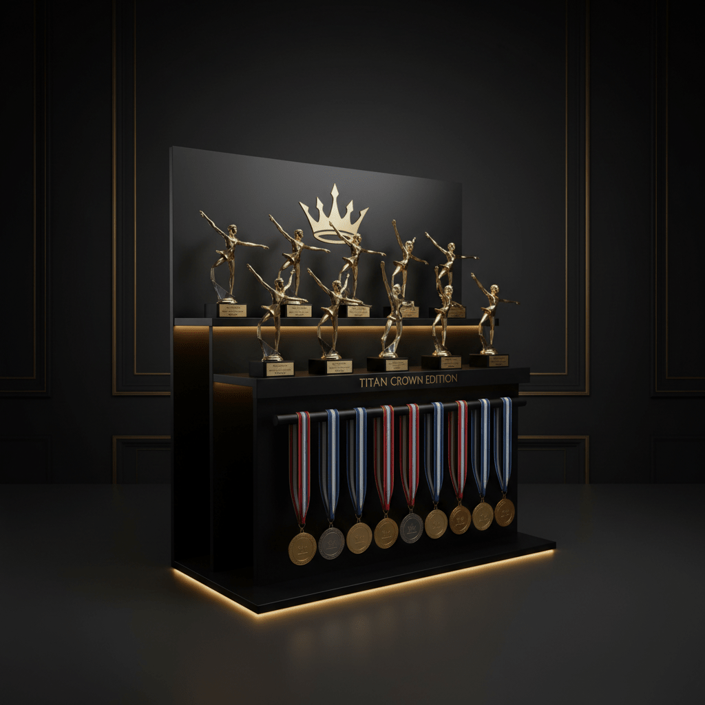 TITAN Crown Edition Gymnastics Competition Trophy & Medal Display Stand