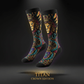 TITAN Knee High Compression Socks with bold tattoo-style Crown Edition artwork
