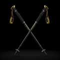 TITAN Trekking Poles Blackout Crown — matte black with gold crown logo
