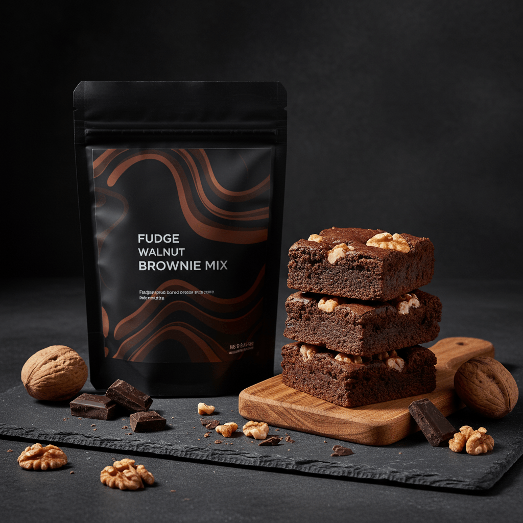TITAN Protein Brownie Mix – Fudge Walnut, premium product photography