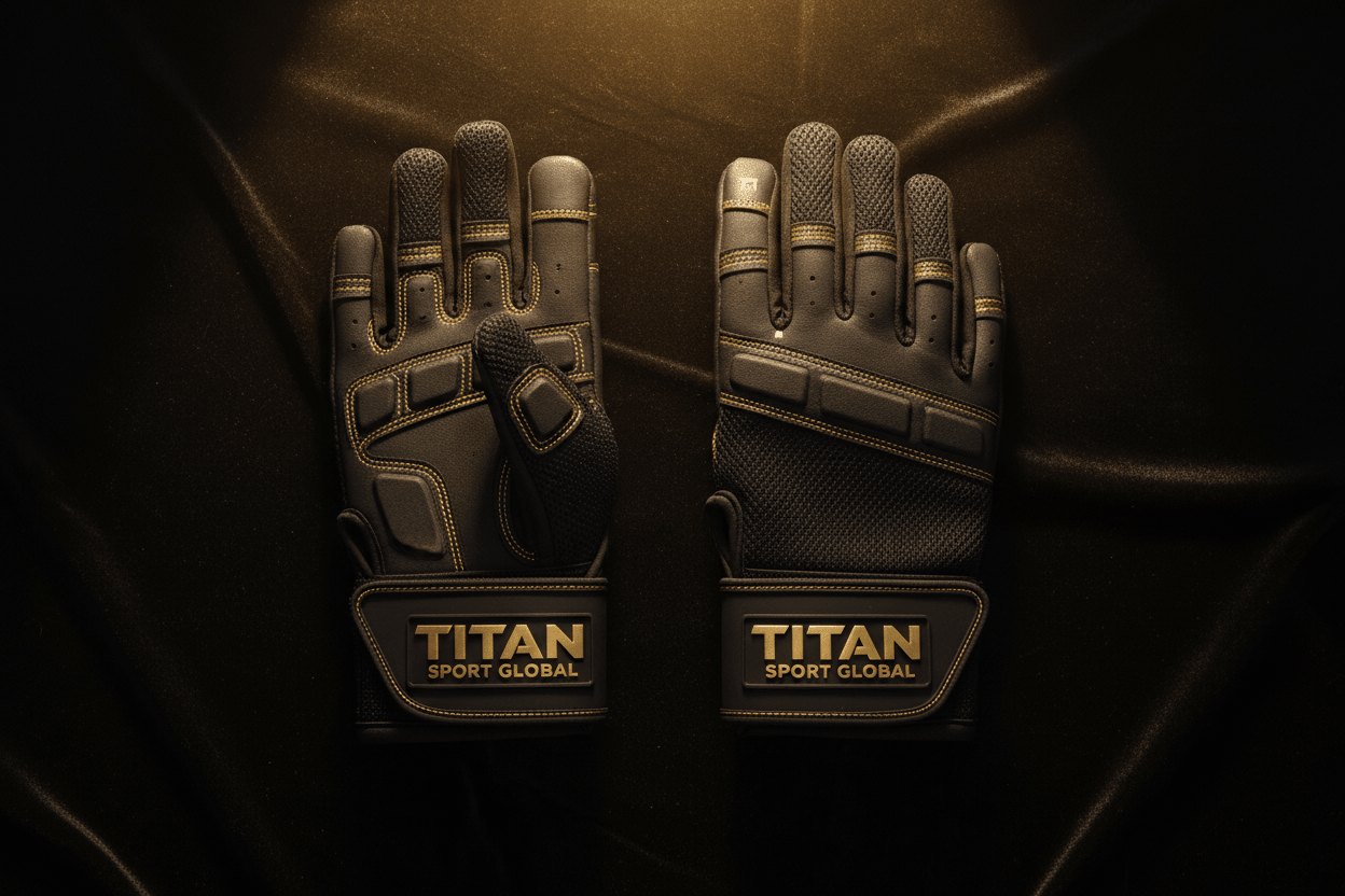 TITAN Pro Gym Gloves — Clean Black & Gold Logo Design