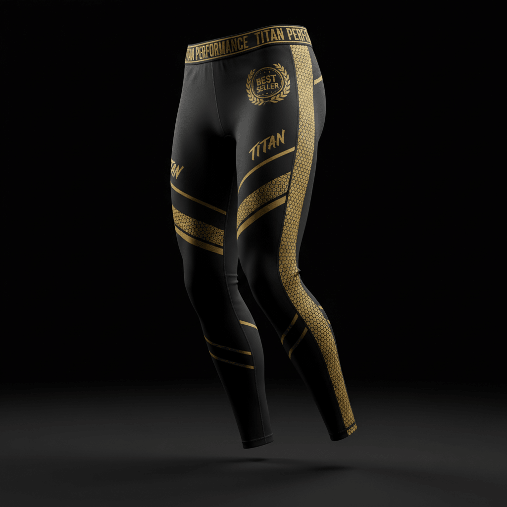 TITAN compression leggings in black with gold accents - best seller