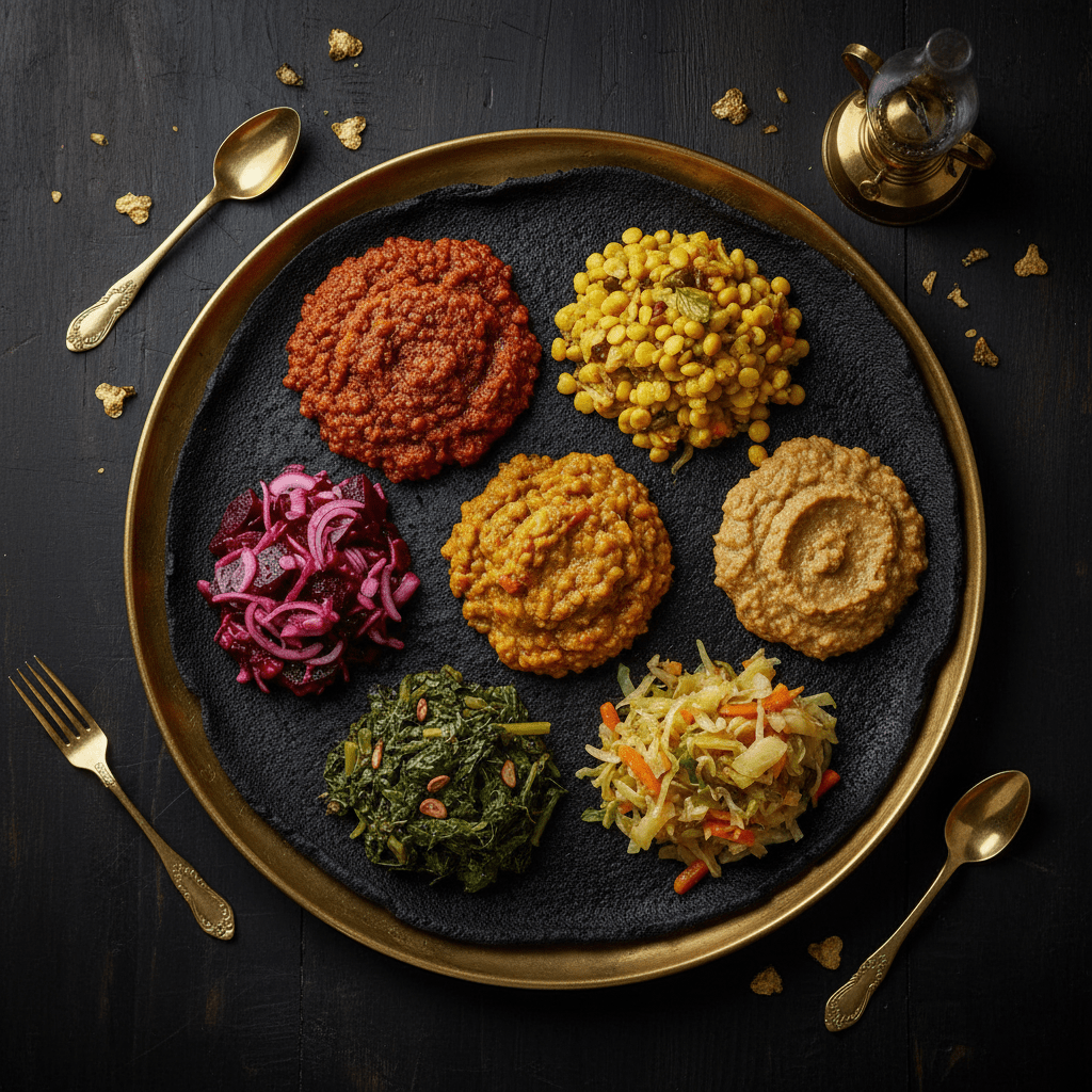 TITAN Ethiopian Vegetarian Beyaynetu Platter Lunch