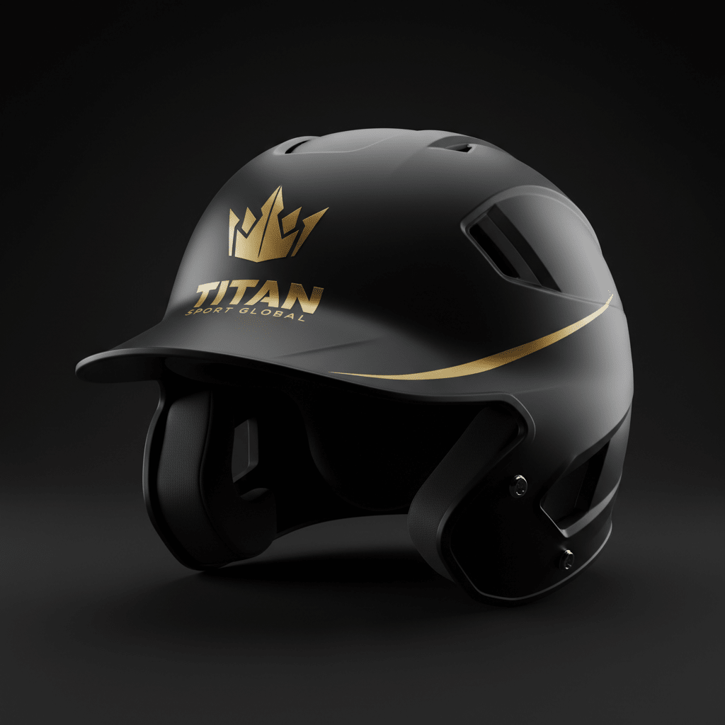 TITAN Baseball Batting Helmet Crown Edition — matte black with gold crown logo