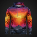 TITAN Men's Performance Hoodie — Sunset Mountain colorful gradient design