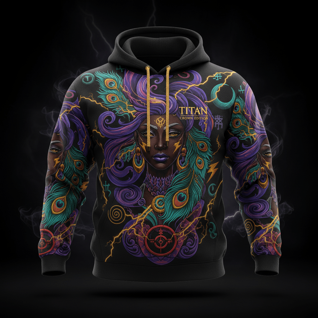 TITAN Plus Women's Oya Storm Goddess Hoodie — Spiritual Crown Edition sizes 1X–5X