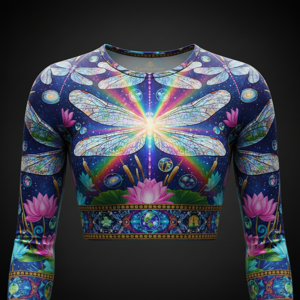TITAN Women’s Cosmic Dragonfly Prism Long Sleeve Crop — Iris Edition