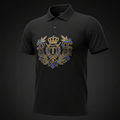TITAN Embroidered Polo Shirt — Crown crest with laurel wreaths in gold and royal blue