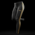 TITAN compression leggings in charcoal black with metallic gold stripes - winter collection 2026