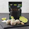 TITAN Protein Bites Coconut Lime Crown Edition — 14g protein tropical vegan snack product shot