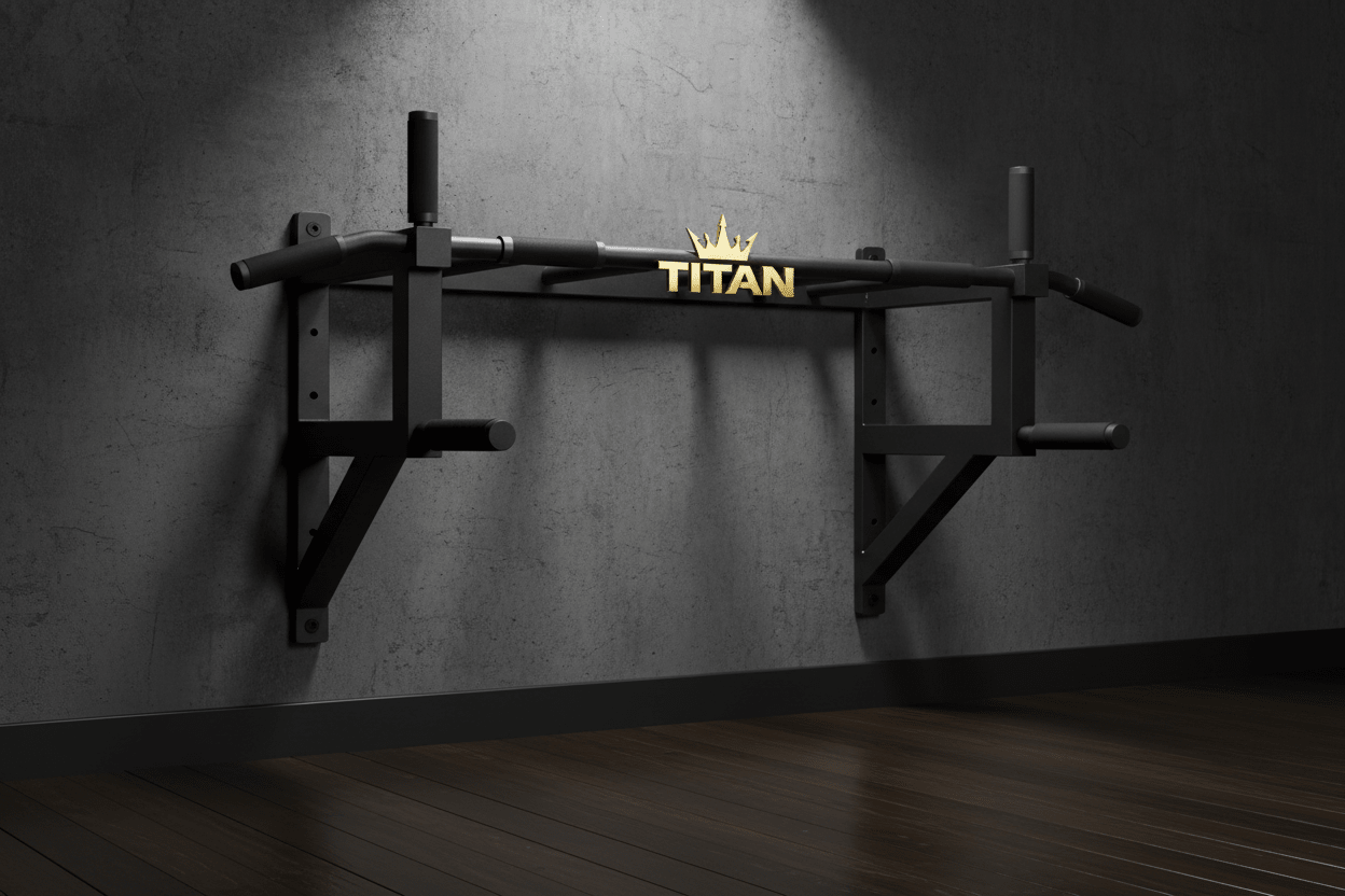 TITAN Crown Edition Wall-Mounted Pull-Up Bar matte black gold