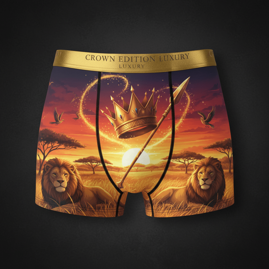TITAN Savanna Queen Women's Cozy Boxer Shorts Crown Edition — anime savanna warrior queen art on matte black