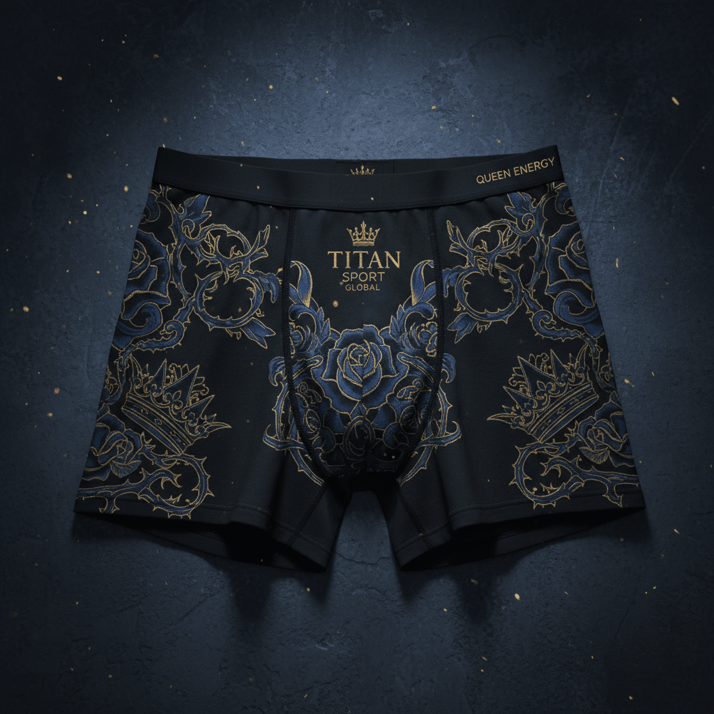 TITAN Women's Cozy Boxer Shorts Crown Edition Midnight Blue Gold