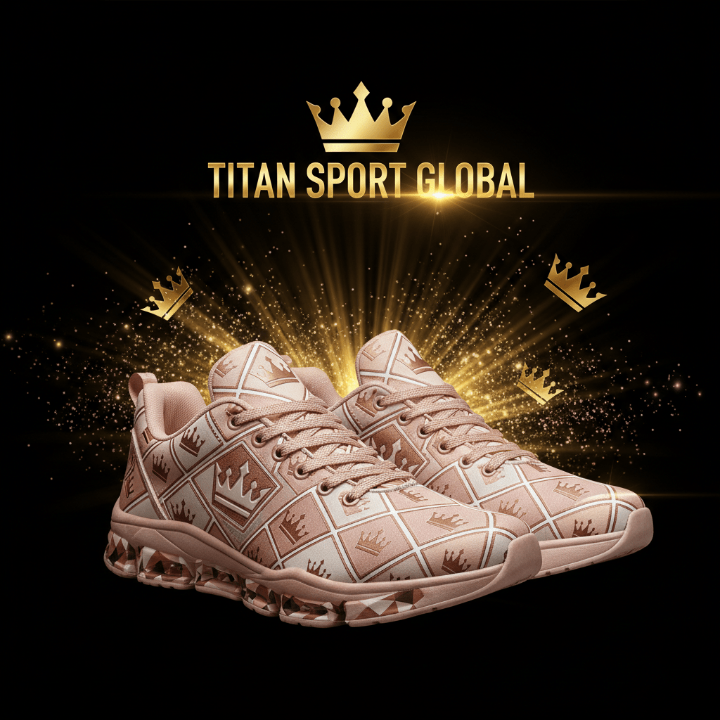 TITAN SPORT GLOBAL women's training shoes with rose gold diamond crown pattern