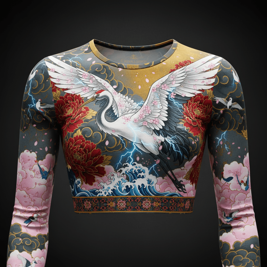 TITAN Women’s Volcanic Heron Storm Long Sleeve Crop — Tsuru Edition