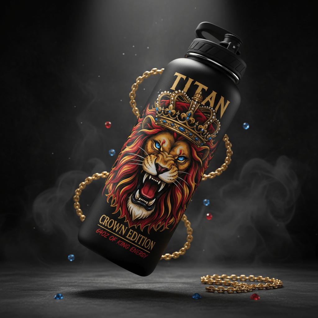TITAN Motivational Water Bottle 64oz Crown Edition