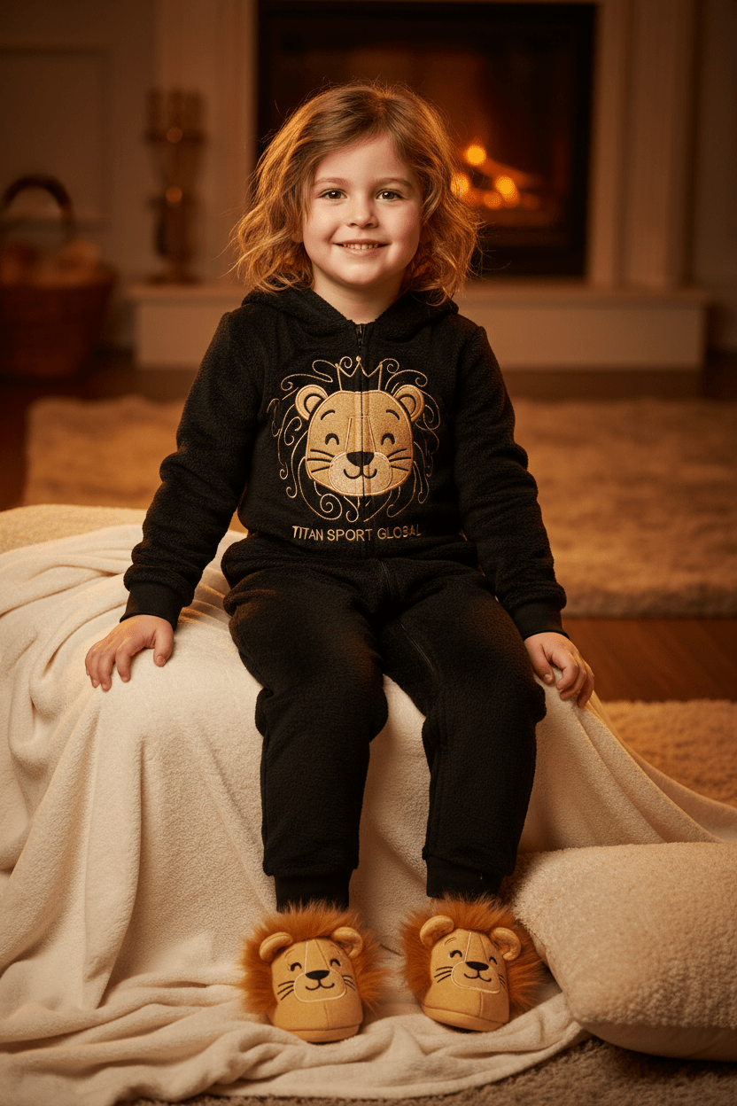 TITAN Kids Lion Onesie Pajama Set with Slippers