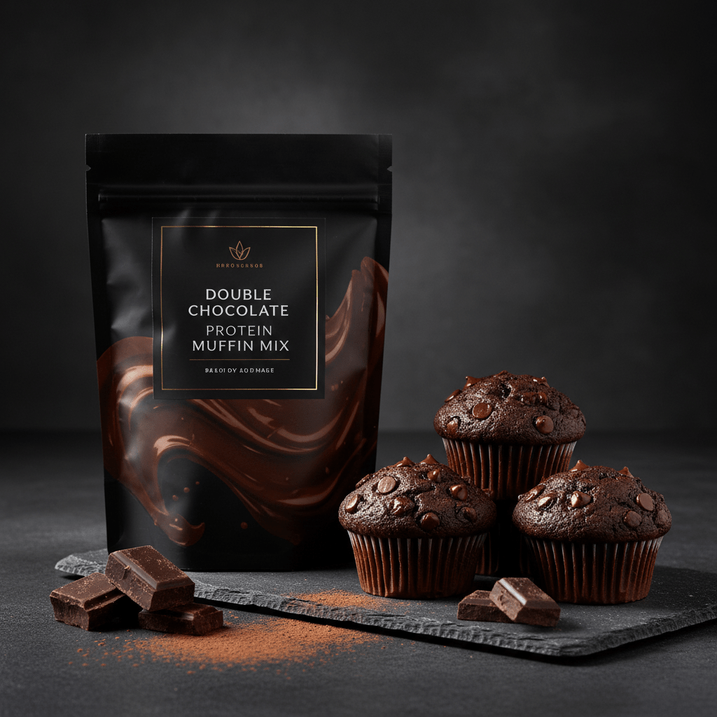 TITAN Protein Muffin Mix – Double Chocolate, premium product photography