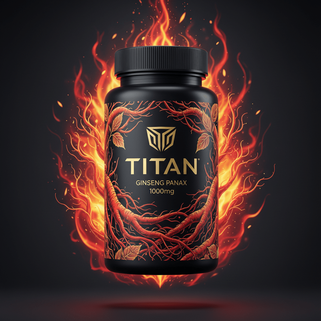 TITAN Ginseng Panax 1000mg supplement bottle