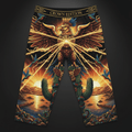 TITAN Huitzilopochtli Eagle Men's Lounge Pants Crown Edition — eagle in Aztec sun warrior armor anime art on matte black