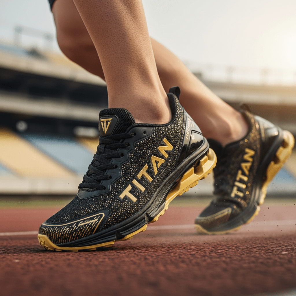 TITAN Performance Running Shoes - Black & Gold Lightweight Sneakers