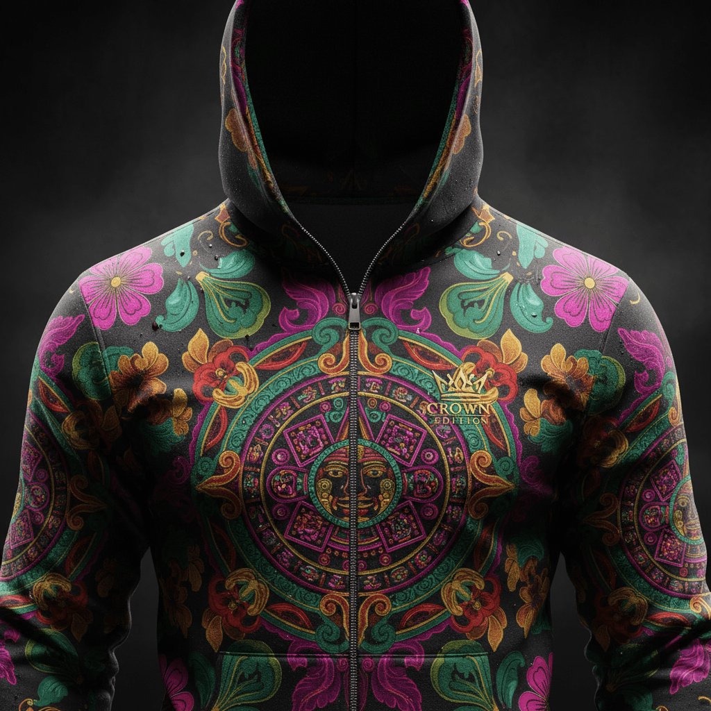 TITAN Aztec Xochitl Zip-Up Hoodie — Flower Crown Edition